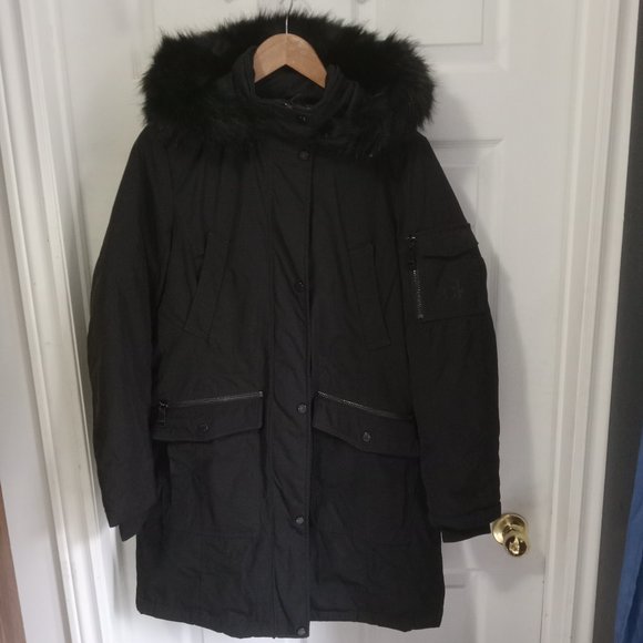 Calvin Klein Jackets & Blazers - Mint! Calvin Klein Faux Fur Trimmed Down Parka Jacket Black Size Medium - READ